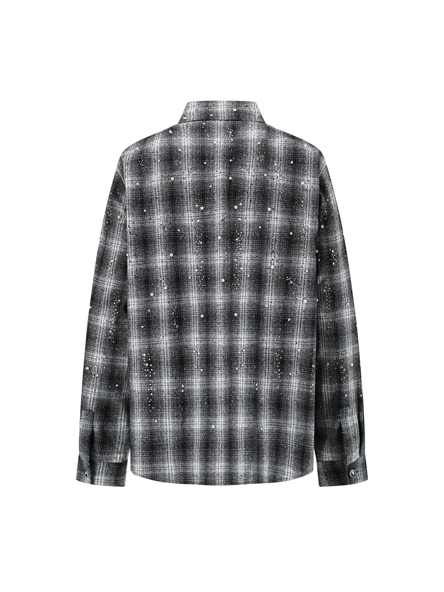 The Faint Kind TFK Full Diamond Pearl Rhinestone Hot Diamond Black and White Checked Shirt Casual Jacket