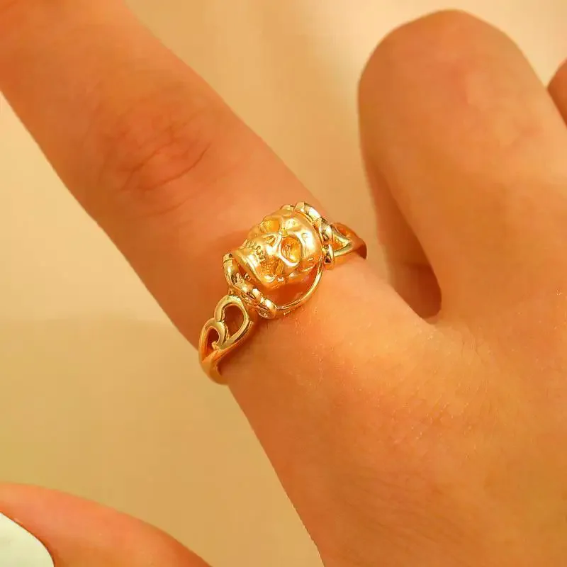 New Fashion Gothic Dark Style Color Blocked Skull Ring For Men And Women Daily Charming Jewelry Gift