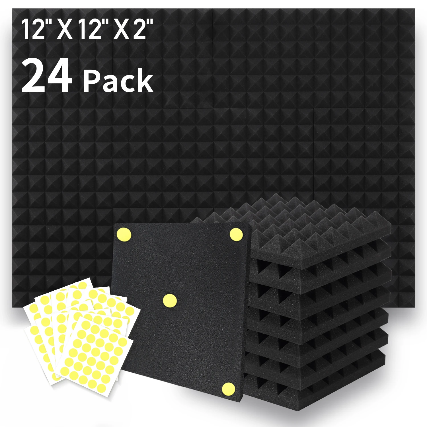 24 Packs Acoustic Foam Panels Pyramid 2