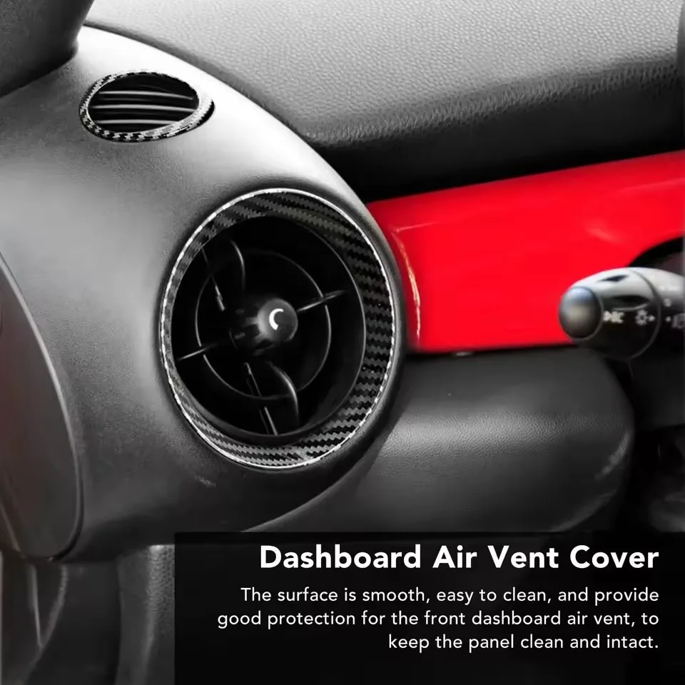4Pcs/Set For MINI Cooper R56 2006-2013 Car Air Vent Right Light A/C Outlet Trim Ring Cover Carbon Fiber Look