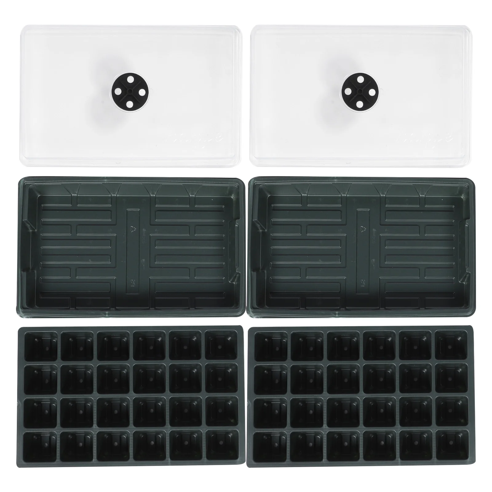 

2 Pcs Planting Tray 24-Hole Seedling Holes Plastic Hydroponic Germination Boxes