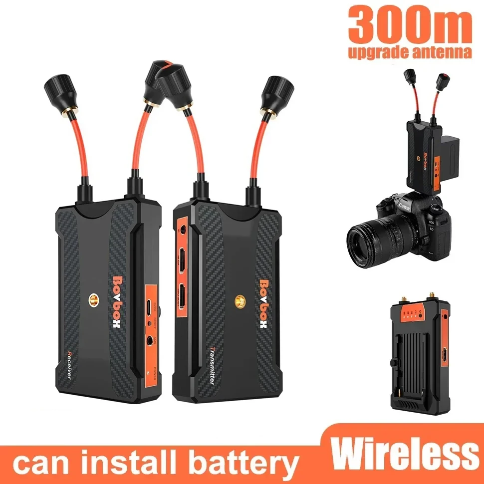 Extension HDMI sans fil 300m, avec emplacements pour batterie, adaptateur d'affichage émetteur et récepteur vidéo pour ordinateur portable, caméra, PC vers moniteur TV