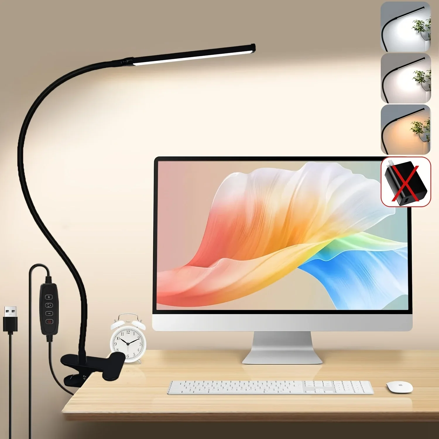 

Nice 10W LED Desk Lamp With Clamp Dimmable Clip On Reading Light 10 Brightness Level 3 Lighting Modes Flexible Study Table Lamp