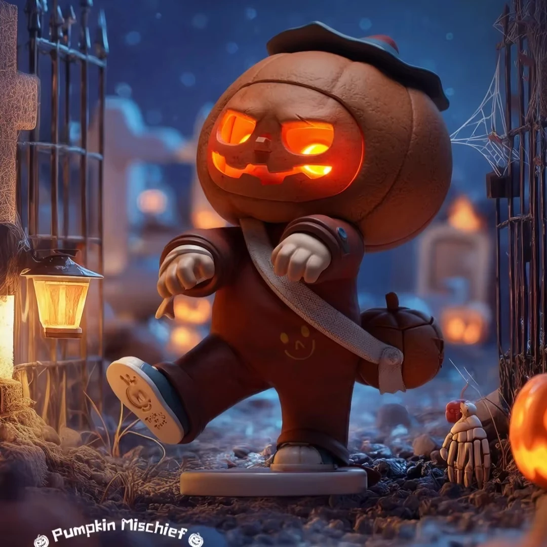 52toys Official Nook150% Limited Edition Action Figures Pumpkin Monster Hanging Card Handmade Trendy Toy Ornament Halloween Gift