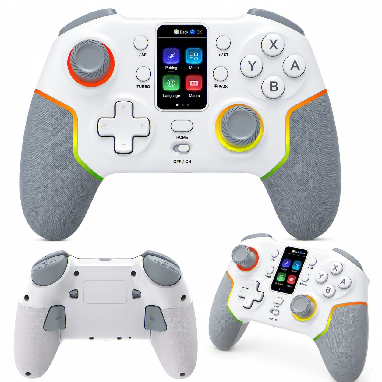 Wireless Controller 7052P for PC/Switch/iOS/Android With Intelligent Screen,Hall Joysticks &Turbo/Vibration,1000mAh Gamepad