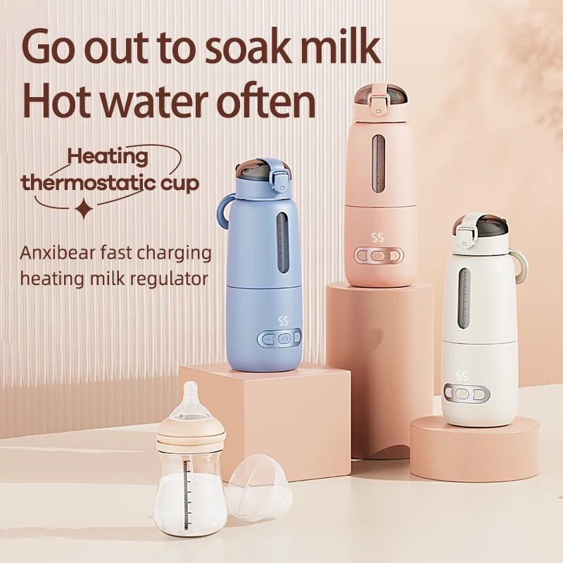 Portable Baby Milk Bottle heater Wireless 316 Food Grade Borosilicate Glass Body 15000mAh Constant 12 Hours Baby Bottle Warmer