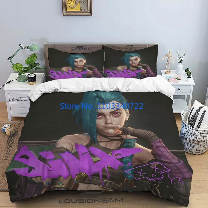 

Cartoon Jinx Arcane: League of Legends Bedding Set Duvet Cover Set 3D Print Comforter Cover Bedclothes Sets Bedroom Decor