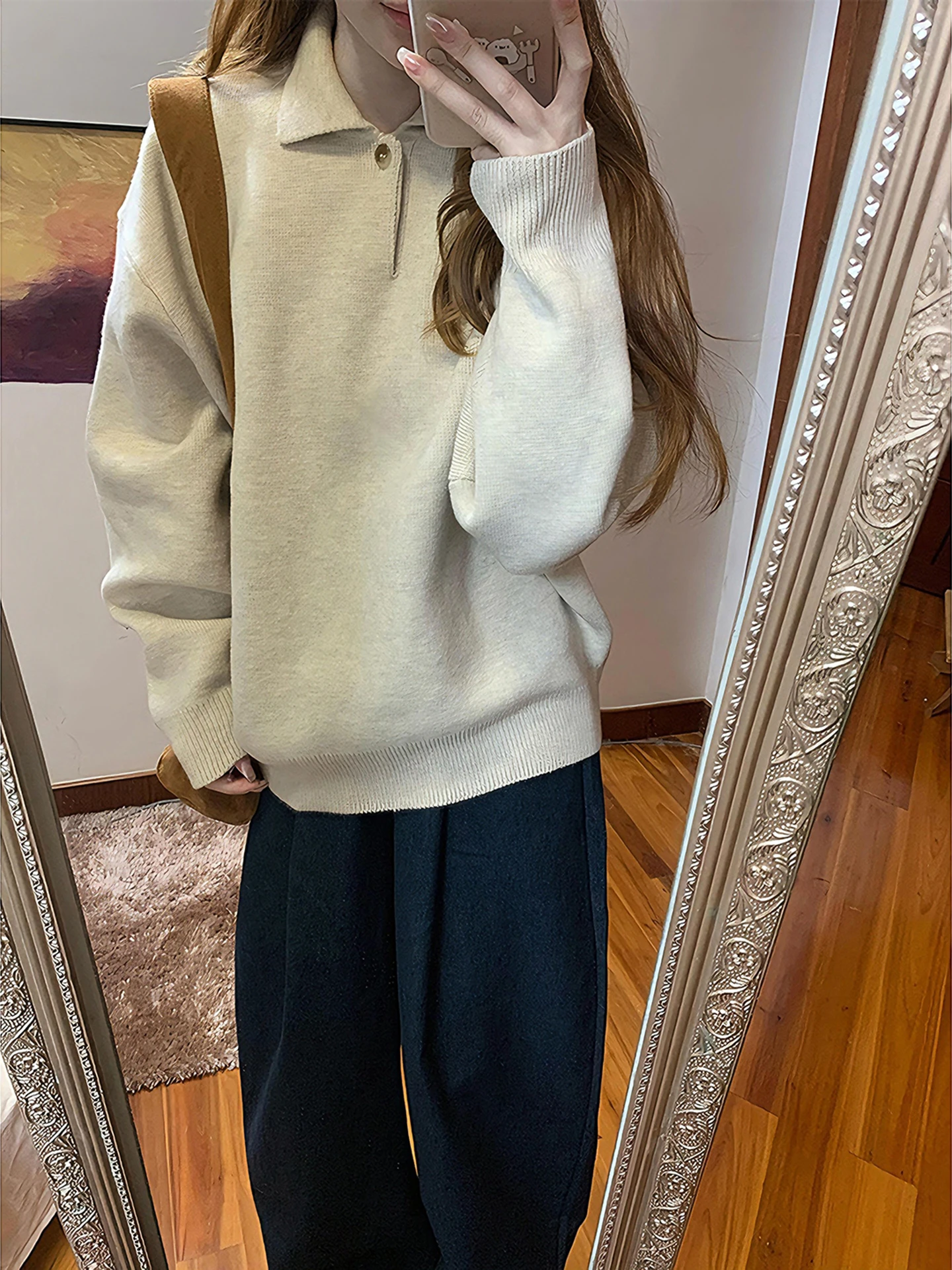 

Autumn Winter Henry Collar Knitwear ex Lazy Rich Sle Long Sve Warm Thiened Base Layer Sweater