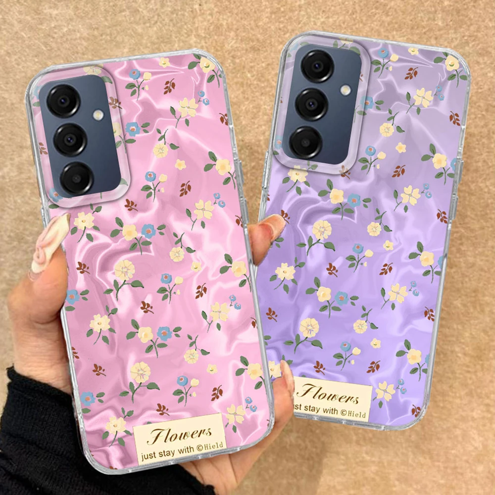 For Samsung Galaxy A16 A56 A55 A34 A07 A17 A26 A54 A15 A13 A25 A37 A57 A14 A12 A53 Cover Korean INS Retro Flower Rose Phone Case