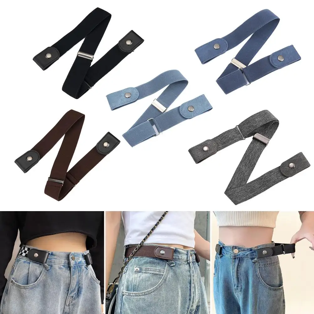 حزام خصر مرن غير مرئي حزام خالي من الإبزيم للجينز حزام خصر من جلد البولي يوريثان حزام خصر مريح قابل للتعديل