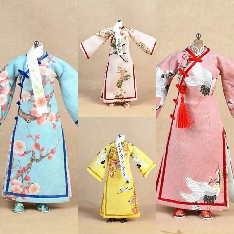 1/6 Maßstab, weibliches Cheongsam-Set im antiken Stil, klassisch, schmal geschnitten, bedruckt, Qing-Dynastie, passend für 12-Zoll-Soldaten-Actionfiguren-Körpermodelle – Detail 1