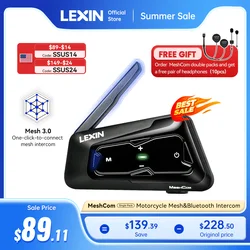 LEXIN-MeshCom Motorcycle MESH&Bluetooth Headset Intercom ,With Mesh Communication System, Parallel Audio- Intercom,24 Riders