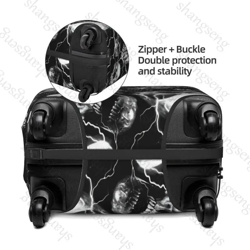 Gothic Black Skull Damask Thick Elastic Luggage Protective Cover Zipper Suit For Bag Suitcase Covers Trolley Cover Travel