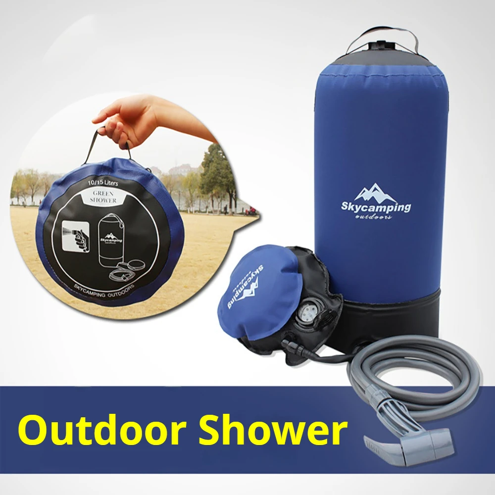 

Portable Outdoor Shower with Foot Pump Lightweight Inflatable Pressure Shower Water Bag For Beach Camping Hiking Bathing