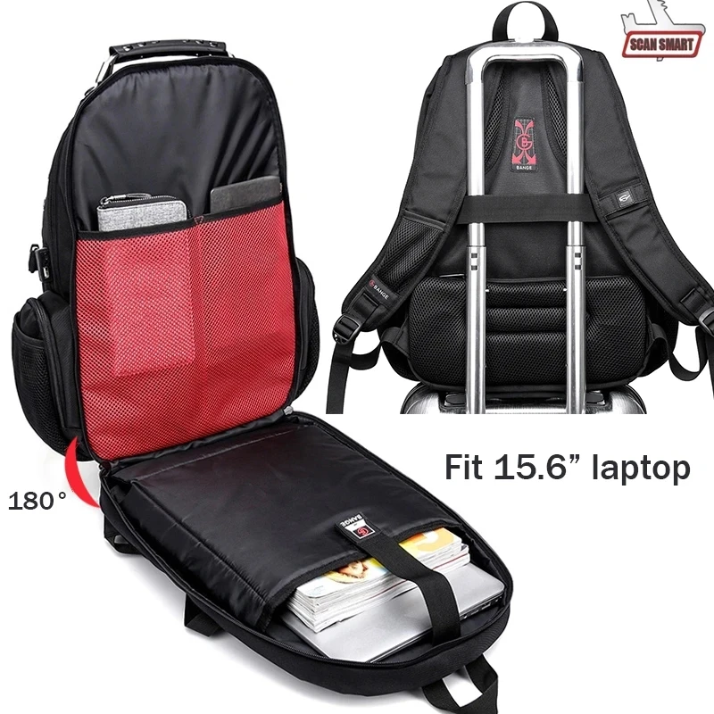 Mochila bange 16inch laptop backpack USB charge waterproof 40L travel bag Rucksack schoolbag backpack for teens