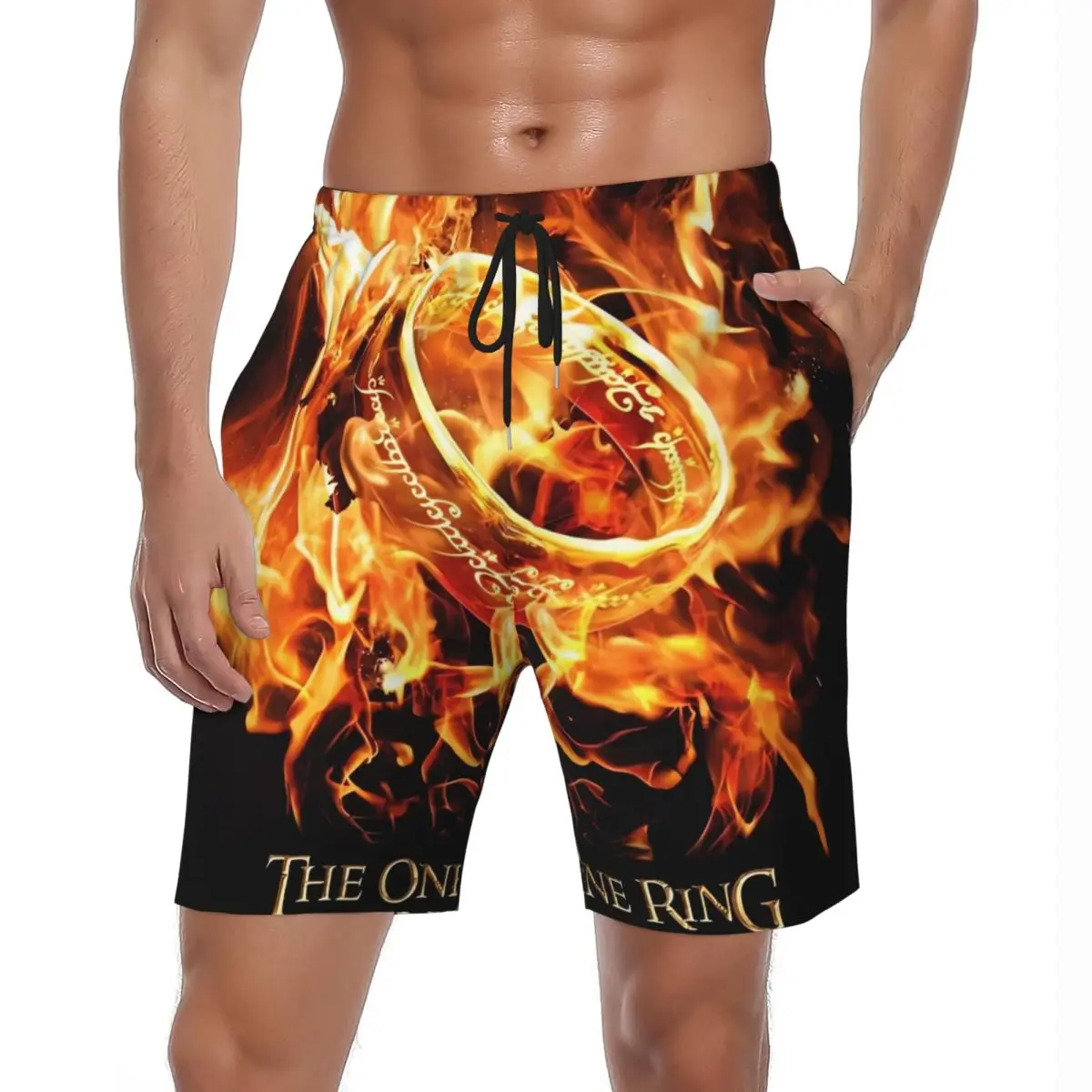 

Золотые шорты для спортзала L-Lord Of The Rings, летние шорты для бега из фильма, мужские быстросохнущие стильные плавки большого размера