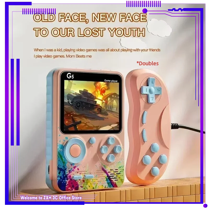 

G5 Retro Handheld Game Console 3.0inch Screen With 500 Classic Games Portable Gamepad Macaron Color 1020mah Rechargeable Battery