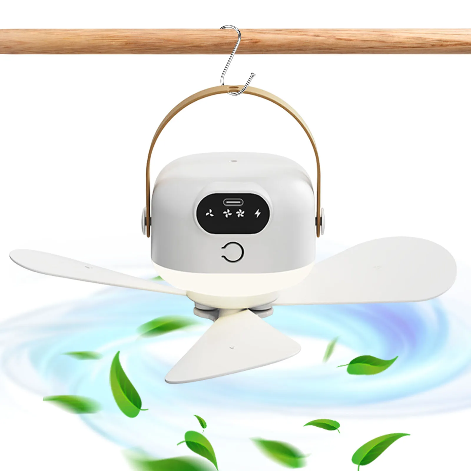 Battery-Powered Fan with 3 Speeds Timer Tent Ventilator Cooler Rechargeable for Outdise Canopy Porch Gazebo Beach