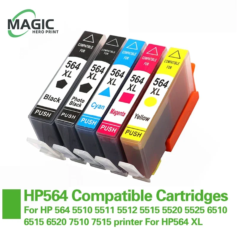 خراطيش حبر متوافقة جديدة 564XL لطابعة HP 564 5510 5511 5512 5515 5520 5525 6510 6515 6520 7510 7515 لـ HP564 XL