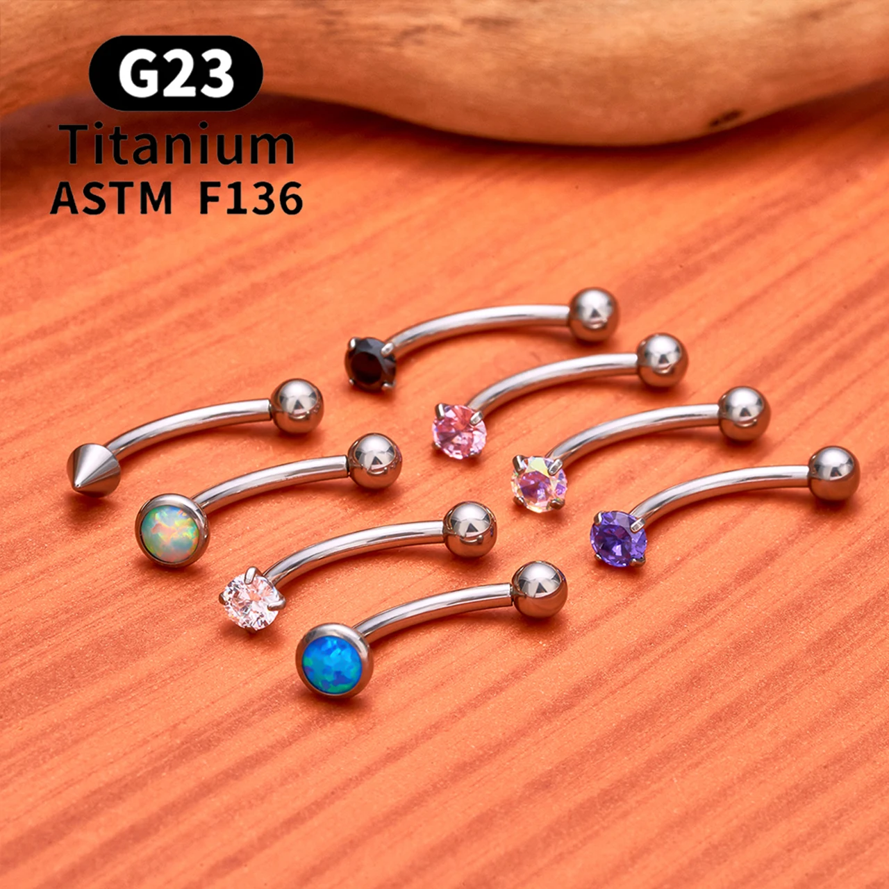 ASTM F136 Titan Hexagramm Rook Ohrring Gebogene Barbell Bauchnabelringe 16G CZ Innengewinde Augenbrauenring Körperschmuck – Detail 14