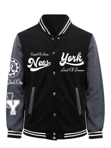 Imagen 2 del producto Camiseta de béisbol de la Capital de los sueños de Nueva York para hombre, abrigo suave Retro, chaquetas americanas de moda, Top de lana de otoño para hombre