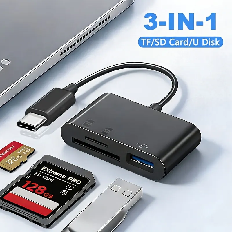 3 in 1 Card Reader Hub Adapter Type-C to TF SD USB C CardReader For MacBook For Samsung Memory Card Converter