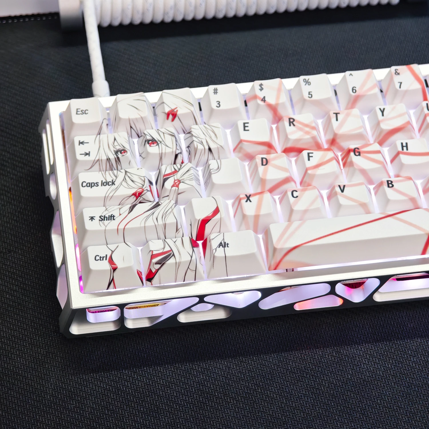 73 Keys Yuzuriha Inori‌ Keycap Engraved Key Caps Two-dimensional Theme Original Height Made68 Wooting Keyboard Cap Pbt68