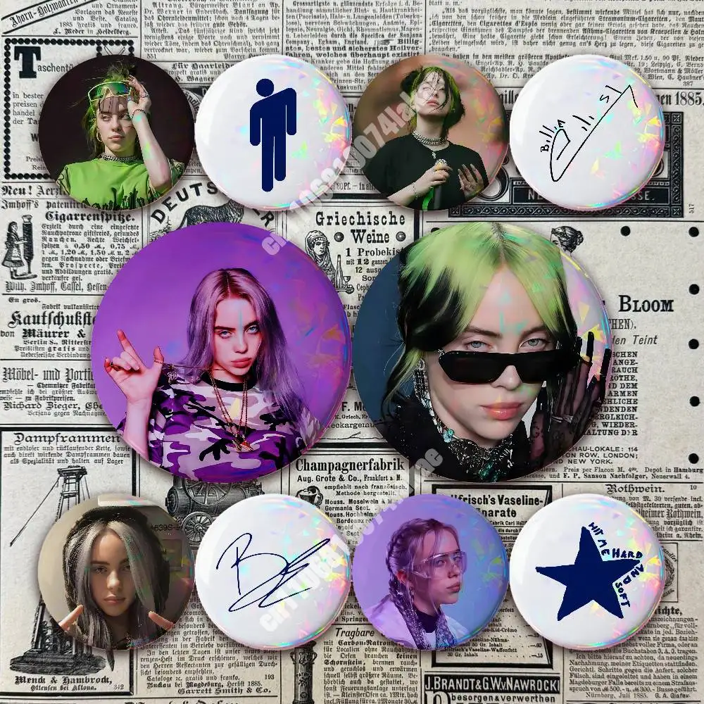 

B-Billie Eilish-S Hit Me Hard and Soft Button Badge 2PC Sets for Bags & Clothes & Accessories Metal Pin Creative Gift