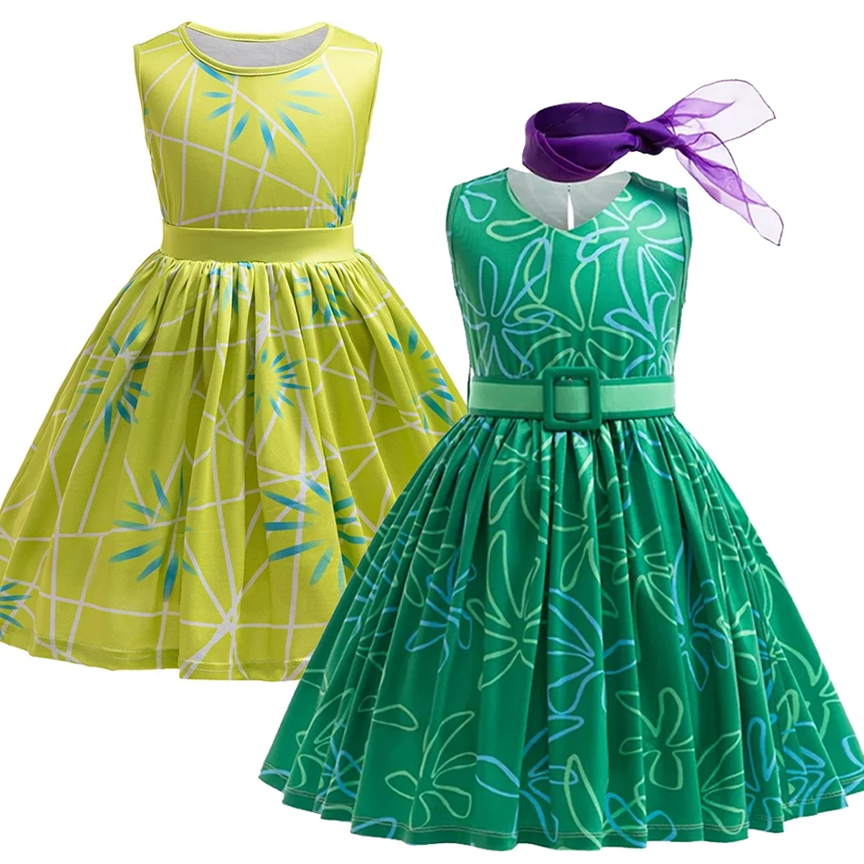 Halloween Inside Riley Disgust Joy Out Dress Girls Cartoon Movie Role Playing Costume Kid 3D Print Fantasy Outfits Disguise Sets