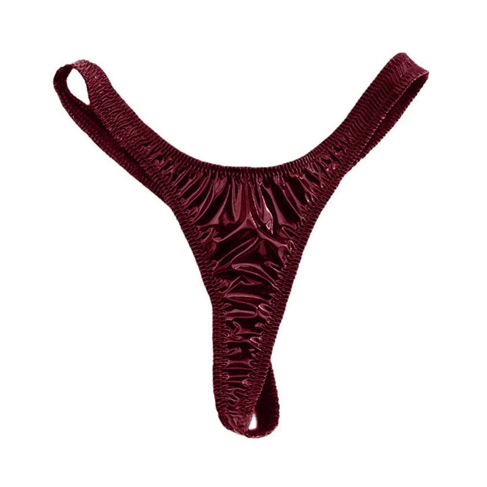 String en cuir verni pour femme, culotte dos en T, sous-vêtement taille basse, culotte sexy et respirante