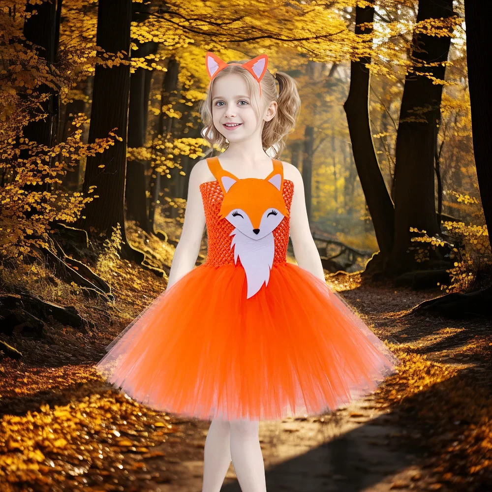 

Zootopia Fox Косплей pour enfants, халат принцессы, животное д'Хэллоуин, светообразное вещество