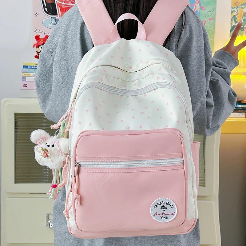 حقيبة ظهر للطلاب بتصميم لطيف بسعة كبيرة من النايلون حقيبة ظهر نسائية كاجوال للفتيات حقيبة ظهر للسفر حقيبة حمل على الظهر #1