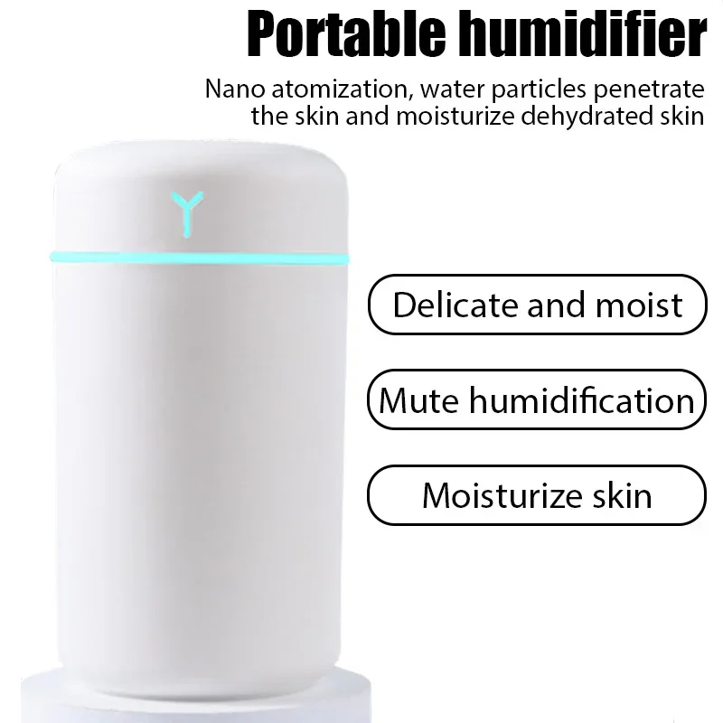 

Portable Electric Air Humidifier Aroma Oil Diffuser with Colorful Night Light - USB Cool Mist Sprayer for Home Car Purifier