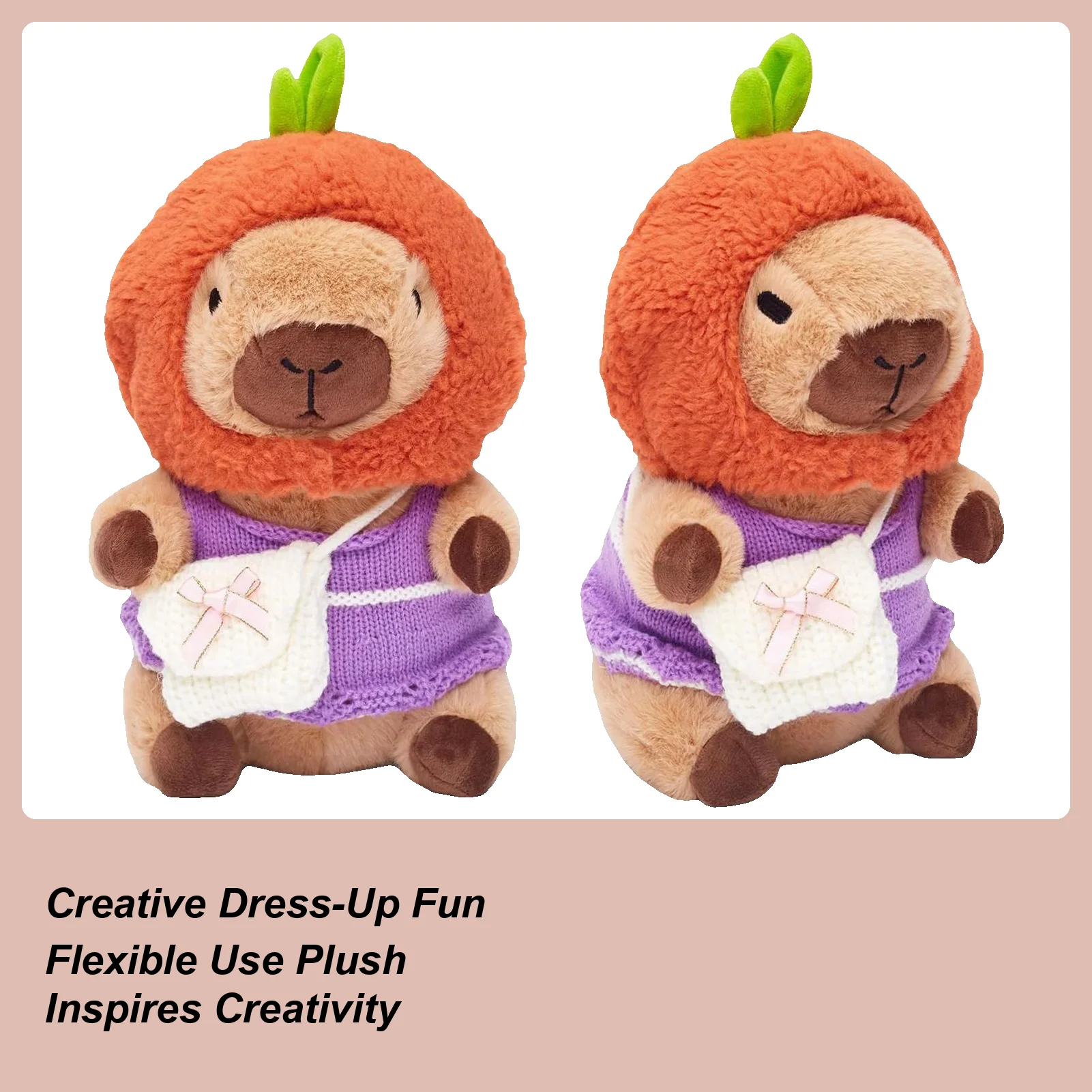 Capybara Stuffed Animal With Clothes 25cm Plush Comforting Toy Soft Animal Dolls For Kids Teens Adults Collectors Bedroom Living