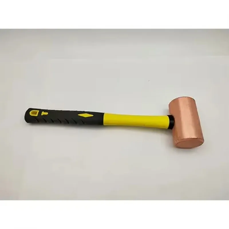 Red Copper Solid Cylindrical Hammer, Round Drum & Octagonal Head, Mold Hammer with Rubber or Wooden Handle