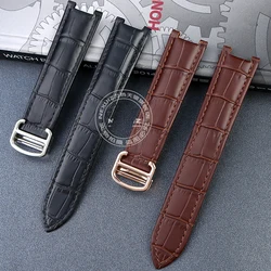 Cowhide  watchband Concave 18*10mm 20*12mm watch strap Calfskin Bracelet Folding Buckle For Cartier PASHA W3108 Watchband