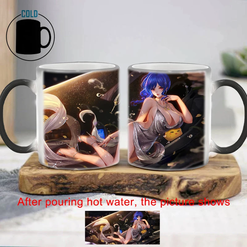 Color Change Mugs Coffee Cups Cheongsam Sexy Coffee Mugs BSKT-125 Thermosensitive Cup Ceramic Mug Anime Sublimation Blanks Funny