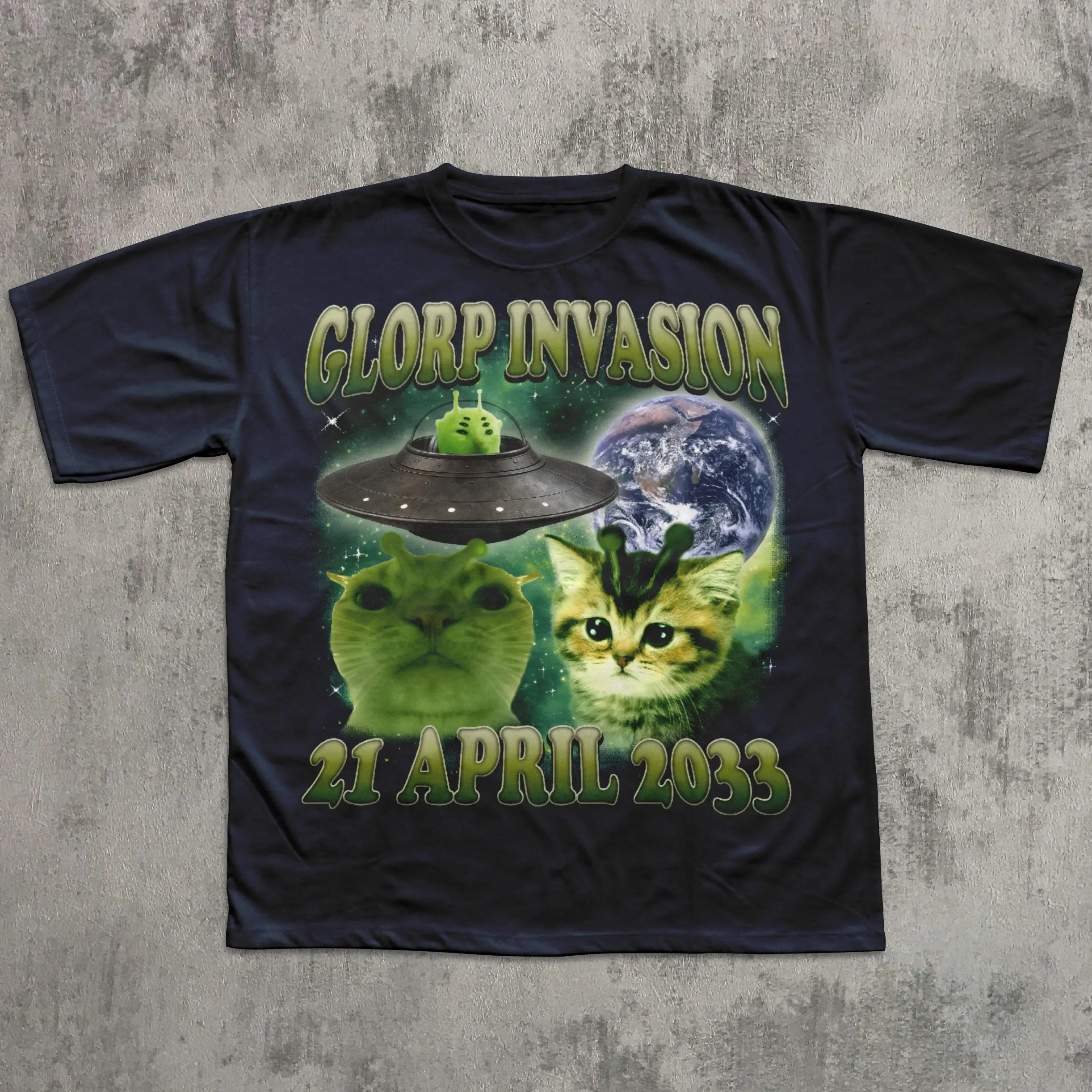 Glorp Invasion Funny Alien Cat T-shirt, Cats Lover Gift, Unhinged Clothes, Weird Tee, Brainrot Tshirt, Kitten Shirts