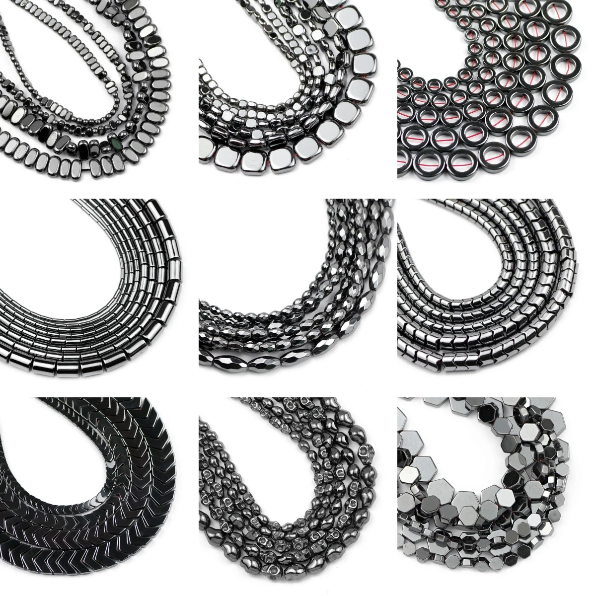 Natural Black Hematite Stone Irregular Arrow Star Heart Shape Round Spacer Loose Beads For Jewelry DIY Making Bracelet Necklace