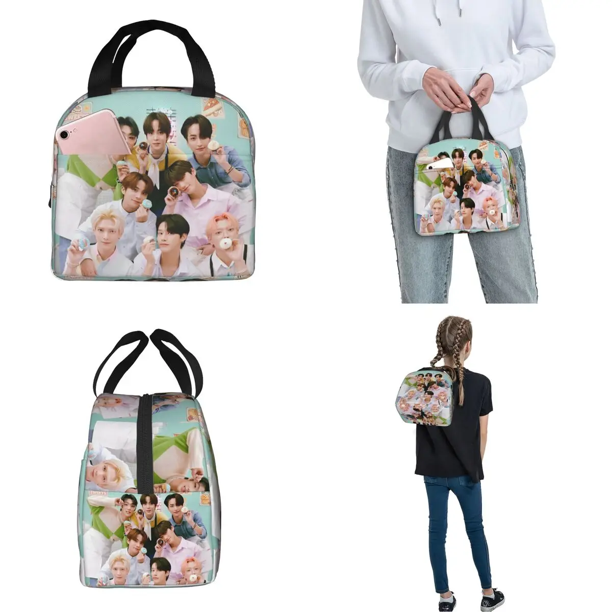 Kpop Star Singer Idol Insulated Lunch Bag Leakproof  A-ATEEZ ATINY Meal Container Thermal Bag Tote Lunch Box School Food  Bags