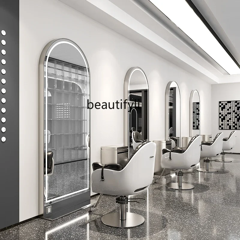 lt Hair Salon Double-Sided Floor Mirror Hair Cutting Full-Length Mirror Barber Shop Single-Sided Mirror for Hair Salon