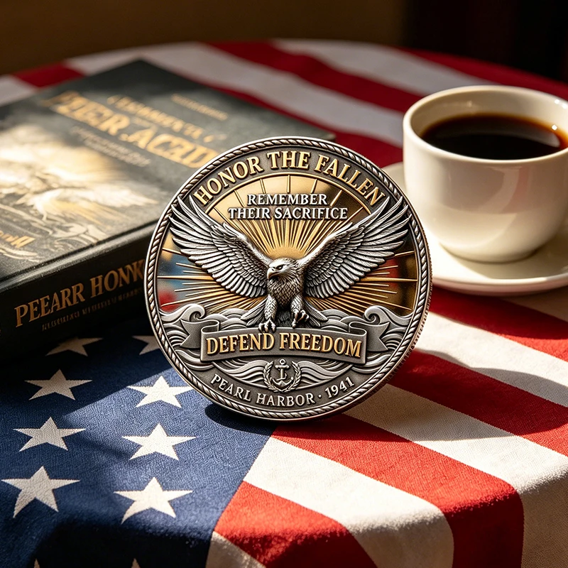 1pc Never Forget Pearl Harbor Challenge Coin Honor The Fallen Defend Freedom Military Commemorative Token Souvenir Gifts