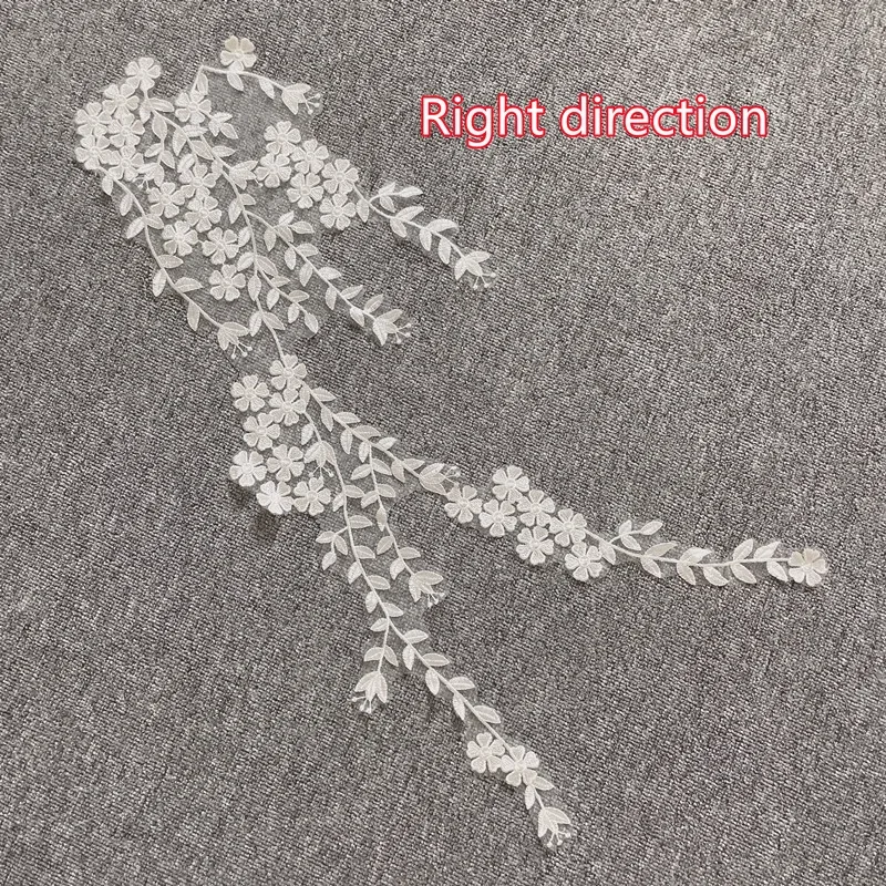 Super Large Leaf Patch Lace Cotton Line Applique for Wedding Dress, Handmade Applique, DIY Bride, Anterior Chest Flower, 77x30cm