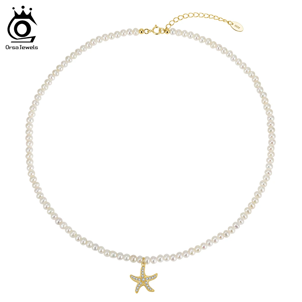 

Ожерелье-чокер ORSA JEWELS из серебра 925 пробы с жемчугом и блестящей звездочкой, винтажное, для женщин, ювелирное изделие GPN96