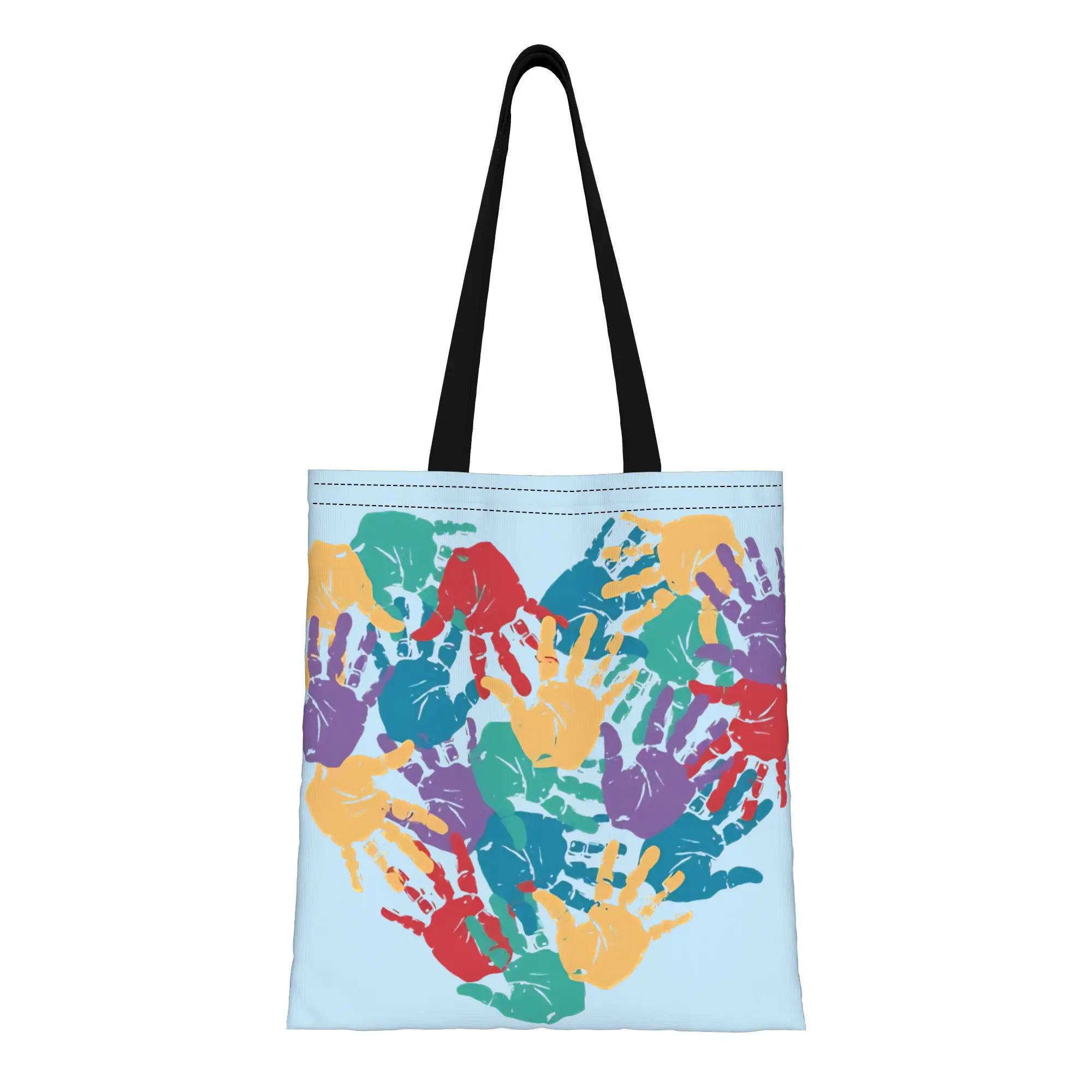 

1PC Lovely Family Canvas Tote Bag Children's Day Canvas Tote Bag Perfect for Shopping Grocery Travel & Outdoor