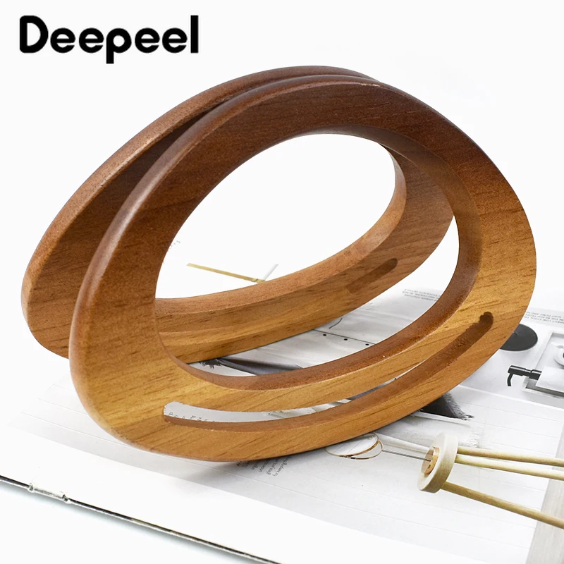 

2/4Pcs Deepeel 18cm Retro Solid Wood Bag Handle Women Handbag Woven Bags Purse Handles D Ring DIY Handmade Sewing Accessories