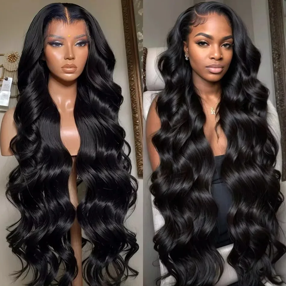 200 Density 13x4 HD Transparent Body Wave 30 Inch Lace Front Wig PrePlucked For Black Women Lace Frontal Human Hair Wig