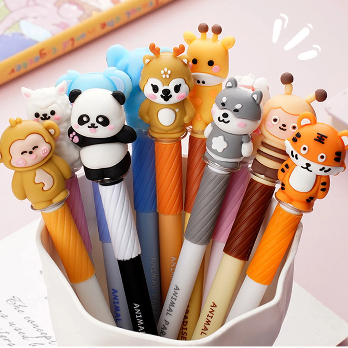 3 Random Erasable Neutral Pens with Eraser Heads, Blue Quick-Dry Ink, Easy Rub Out, School Stationery Supplies, Round Ballpoint