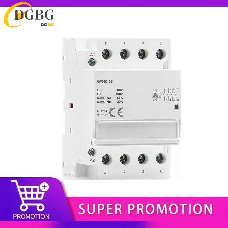 Din Rail AC Contactor 4P 63A 4NO 4NC 2NO2NC 3NO1NC House Use or For Charging Pile Contactor Good Quality