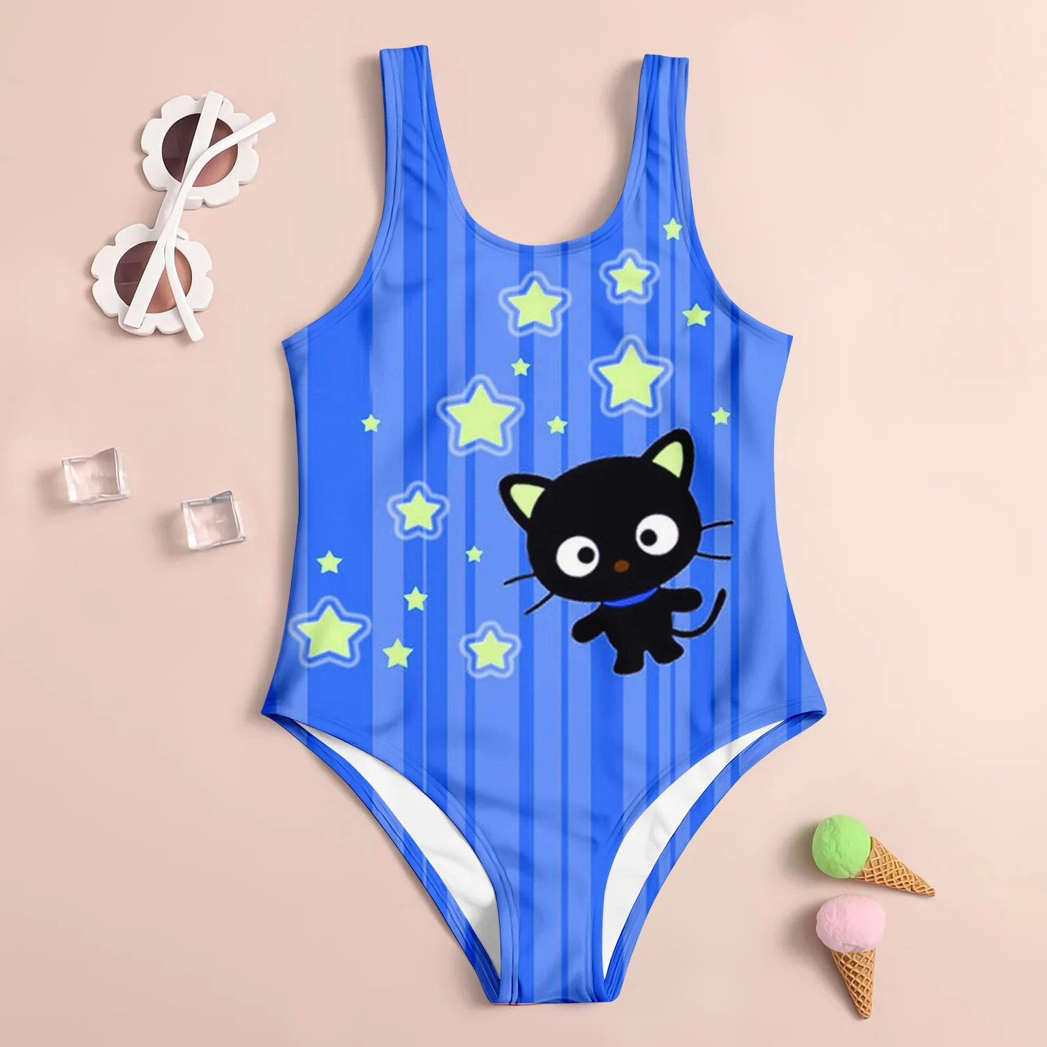 One Piece Sets for Children Adult 3D Chococat Cute Fashion Summer Beach Sanrio Water Suits Beachwear Family Swimsuit 2024  Cute